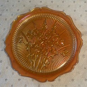 Antique Irradescent Iris Floral Orange Serving  Platter
